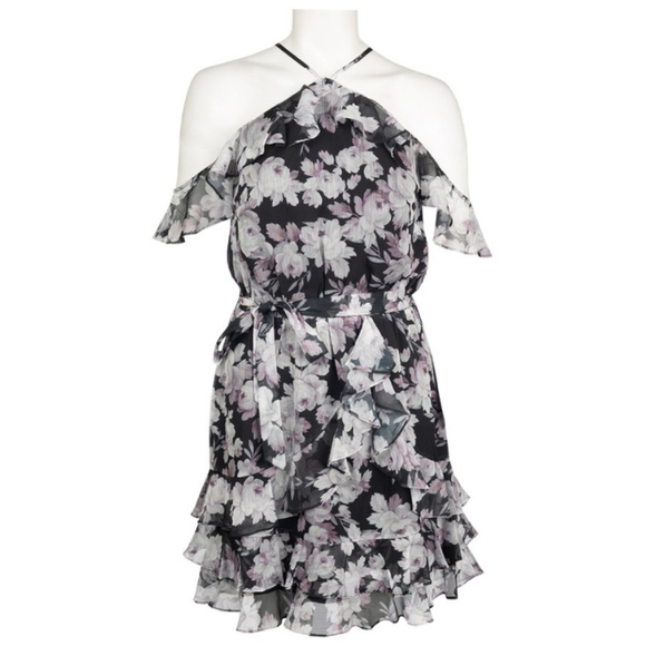 Floral Ruffle Day Dress(70341/BLACK MULTI) - Picture 4 of 6